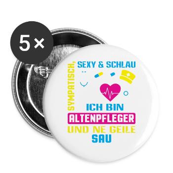 Altenpfleger Geschenk Altenpflege Pflegefachkraft - Buttons groß 56 mm (5er Pack) - Weiß - Vorne