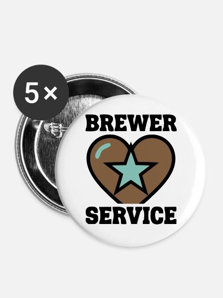Brewer Service Herz Abzeichen - Buttons groß 56 mm (5er Pack) - Weiß