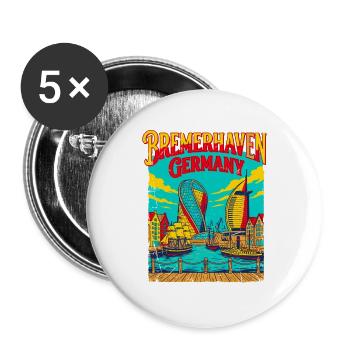 Bremerhaven Germany Waterfront Cityscape Cottbus - Buttons groß 56 mm (5er Pack) - Weiß - Vorne