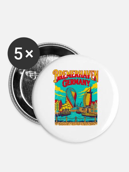 Bremerhaven Germany Waterfront Cityscape Cottbus - Buttons groß 56 mm (5er Pack) - Weiß