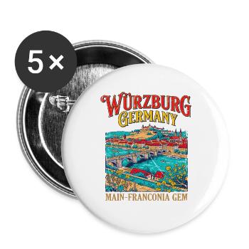 Würzburg Germany Main Franconia Gem Cottbus - Buttons groß 56 mm (5er Pack) - Weiß - Vorne