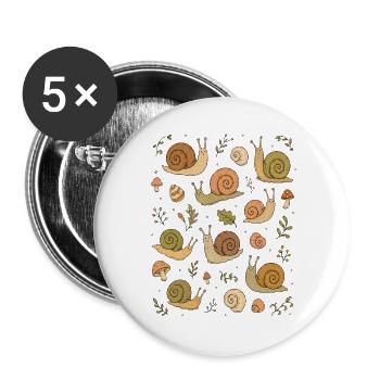 Schnecken | Garten Natur & Wald - Buttons groß 56 mm (5er Pack) - Weiß - Vorne