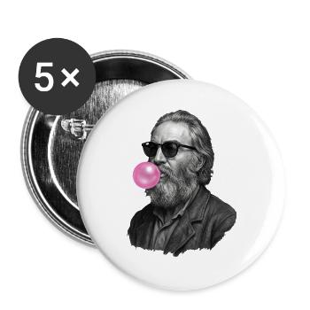 Walt Whitman mit Pinker Bubble - Buttons groß 56 mm (5er Pack) - Weiß - Vorne