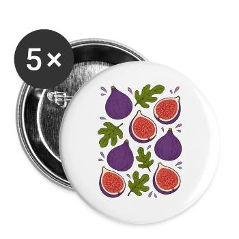 Feigen | Frucht Botanik & Mediterran - Buttons groß 56 mm (5er Pack) - Weiß - Vorne