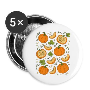 Kürbisse | Herbst Gemüse & Ernte - Buttons groß 56 mm (5er Pack) - Weiß - Vorne