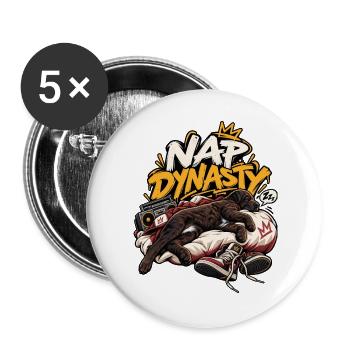 Nap-Dynastie-Welpe gekrönt in Snooze - Buttons groß 56 mm (5er Pack) - Weiß - Vorne
