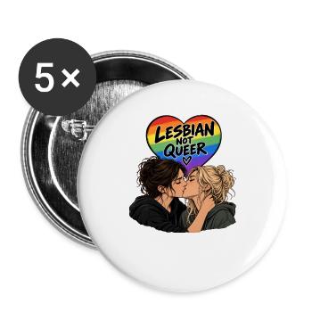 Lesbisch, aber nicht queer - Buttons groß 56 mm (5er Pack) - Weiß - Vorne