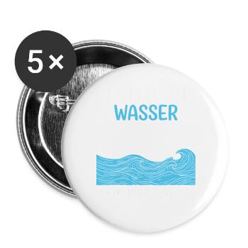 Genitiv ins Wasser Surfwitz - Buttons groß 56 mm (5er Pack) - Weiß - Vorne