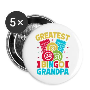 Bingo Game Greatest Bingo Grandpa Bingo - Buttons groß 56 mm (5er Pack) - Weiß - Vorne