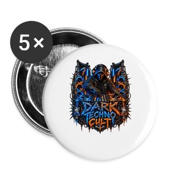 Dark Techno Cult DJ Neon - Buttons groß 56 mm (5er Pack) - Weiß - Vorne