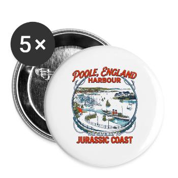 The City Poole England Harbour Gateway To Jurassic - Buttons groß 56 mm (5er Pack) - Weiß - Vorne