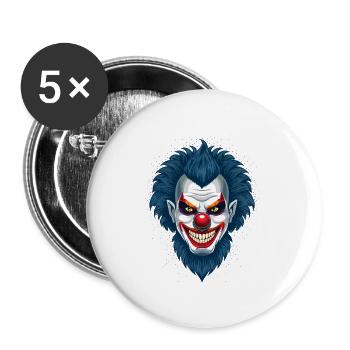Böser Horror Clown Grusel Halloween Design - Buttons groß 56 mm (5er Pack) - Weiß - Vorne