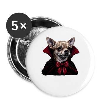 Halloween Chihuahua Vampire Dog Dracula Costume - Buttons groß 56 mm (5er Pack) - Weiß - Vorne