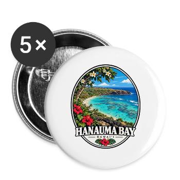 Hanauma Bay Hawaii Bucht Strand Urlaub Vintage - Buttons groß 56 mm (5er Pack) - Weiß - Vorne