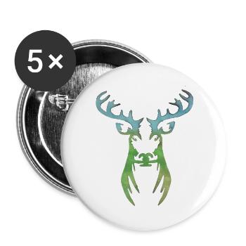 Wasserfarbiger Hirschkopf Silhouette - Buttons groß 56 mm (5er Pack) - Weiß - Vorne