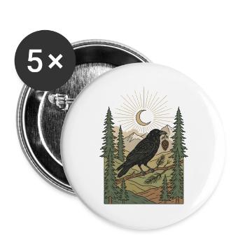 Mondbeschienener Rabe über Kiefern - Buttons groß 56 mm (5er Pack) - Weiß - Vorne