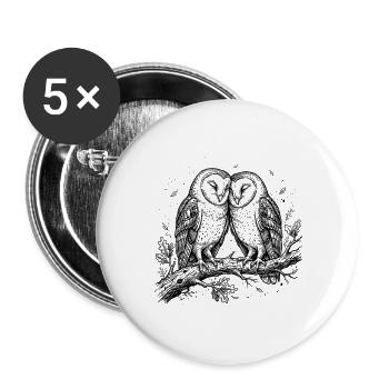 Nachtaktive Eulen in Neon-Tinte - Buttons groß 56 mm (5er Pack) - Weiß - Vorne