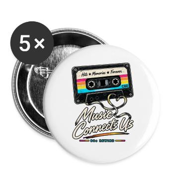 Music Connects Us – 80s Rewind - Buttons groß 56 mm (5er Pack) - Weiß - Vorne