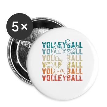 Volleyball Volleyballer Für Männer Frauen Kinder - Buttons groß 56 mm (5er Pack) - Weiß - Vorne
