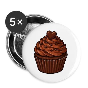 Schoko Cupcake Herzmotiv - Buttons groß 56 mm (5er Pack) - Weiß - Vorne