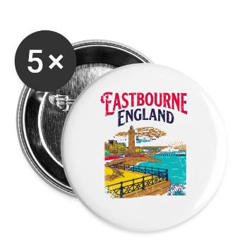 City Eastbourne England Seaside Coast Vintage - Buttons groß 56 mm (5er Pack) - Weiß - Vorne