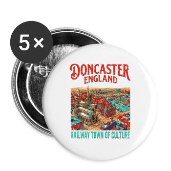 City Doncaster England Railway Town Of Culture - Buttons groß 56 mm (5er Pack) - Weiß - Vorne