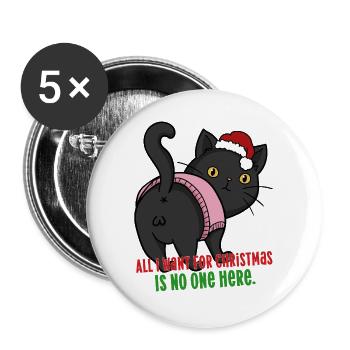 Lustiger Weihnachtskatzen-Weihnachtshut-Weihnachtshumor - Buttons groß 56 mm (5er Pack) - Weiß - Vorne