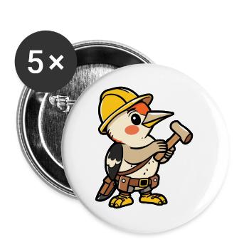 Meisterzimmermann - Buttons groß 56 mm (5er Pack) - Weiß - Vorne