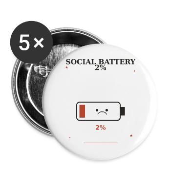Sozialer Akku 2% - Buttons groß 56 mm (5er Pack) - Weiß - Vorne