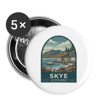 Isle of Skye Vintage Travel - Buttons groß 56 mm (5er Pack) - Weiß - Vorne