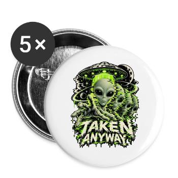 Außerirdische Neon-Invasion - Buttons groß 56 mm (5er Pack) - Weiß - Vorne