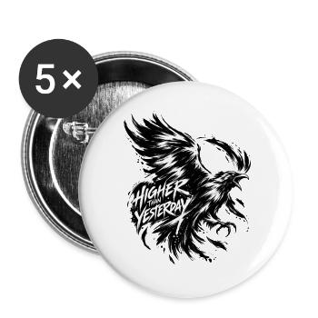Höher als gestern – Adler - Buttons groß 56 mm (5er Pack) - Weiß - Vorne