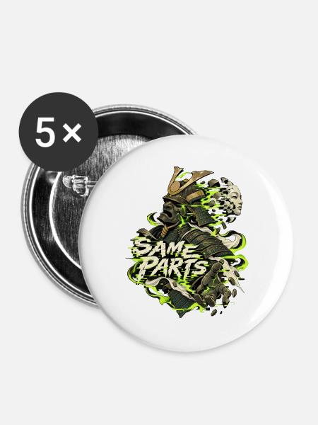 Neon Samurai: Same Parts - Buttons groß 56 mm (5er Pack) - Weiß