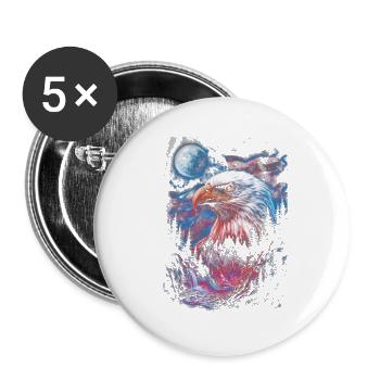 Adler über nächtlicher Waldlandschaft - Buttons groß 56 mm (5er Pack) - Weiß - Vorne