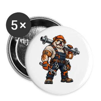 Gerüstbauer Handwerk / Handwerker - Buttons groß 56 mm (5er Pack) - Weiß - Vorne