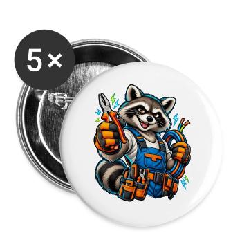 Elektriker Handwerk / Handwerker - Buttons groß 56 mm (5er Pack) - Weiß - Vorne