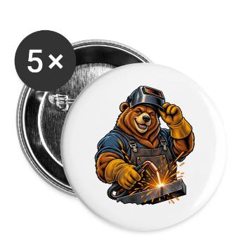 Schweißer Handwerk / Handwerker - Buttons groß 56 mm (5er Pack) - Weiß - Vorne
