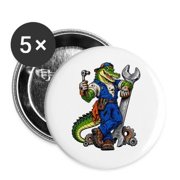 Mechaniker Handwerk / Handwerker - Buttons groß 56 mm (5er Pack) - Weiß - Vorne