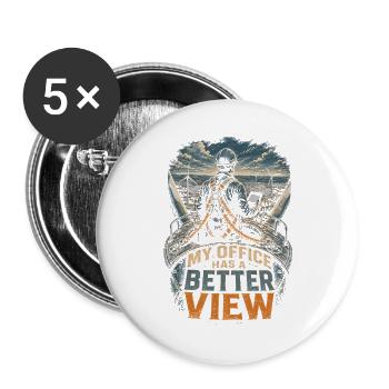 Windkrafttechniker My Office Has A Better View - Buttons groß 56 mm (5er Pack) - Weiß - Vorne