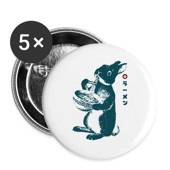 Ramen Bunny - Buttons groß 56 mm (5er Pack) - Weiß - Vorne