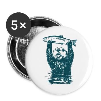 Fischotter Angeln Grosser Fang Fisch - Buttons groß 56 mm (5er Pack) - Weiß - Vorne