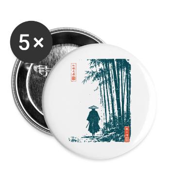 Samurai Wanderer Bambuswald Japan Ronin - Buttons groß 56 mm (5er Pack) - Weiß - Vorne