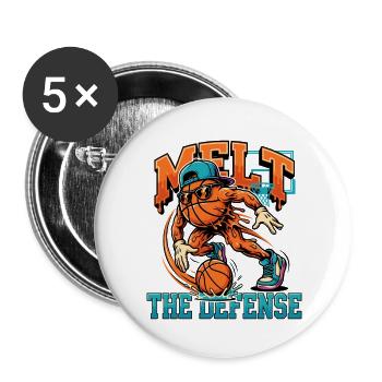 Basketball-Monster gegen Defense - Buttons groß 56 mm (5er Pack) - Weiß - Vorne