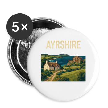 Ayrshire Coast and Castle Poster - Buttons groß 56 mm (5er Pack) - Weiß - Vorne
