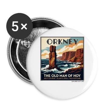 Orkney Old Man Hoy Klippenlandschaft - Buttons groß 56 mm (5er Pack) - Weiß - Vorne