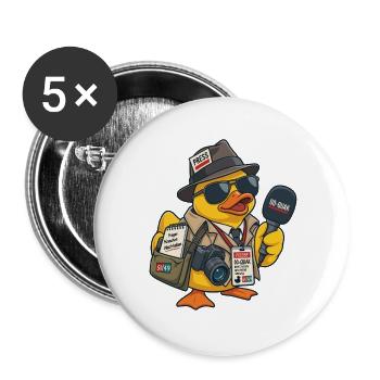 00-QUAK – Der Reporter - Buttons groß 56 mm (5er Pack) - Weiß - Vorne