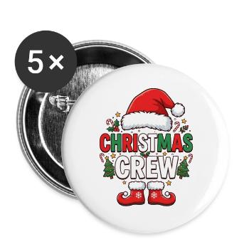 Weihnachts-Crew - Buttons groß 56 mm (5er Pack) - Weiß - Vorne