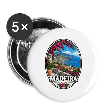 Madeira Portugal Insel Urlaub Atlantik - Buttons groß 56 mm (5er Pack) - Weiß - Vorne