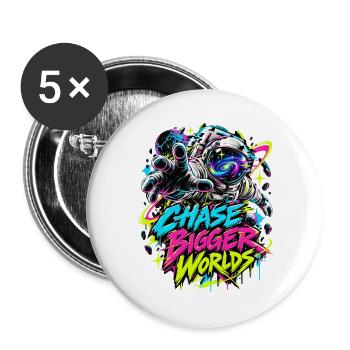 Chase Bigger Worlds – Neon Astronaut - Buttons groß 56 mm (5er Pack) - Weiß - Vorne