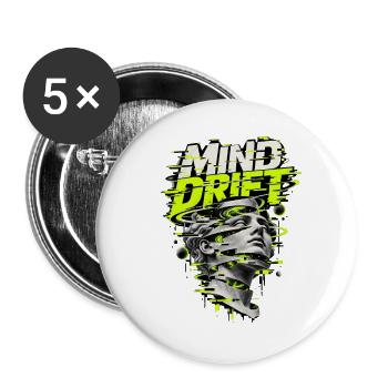 Mind Drive Glitch Kopfstatue - Buttons groß 56 mm (5er Pack) - Weiß - Vorne